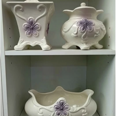 Stylish ceramic home white decorative bowl and vase